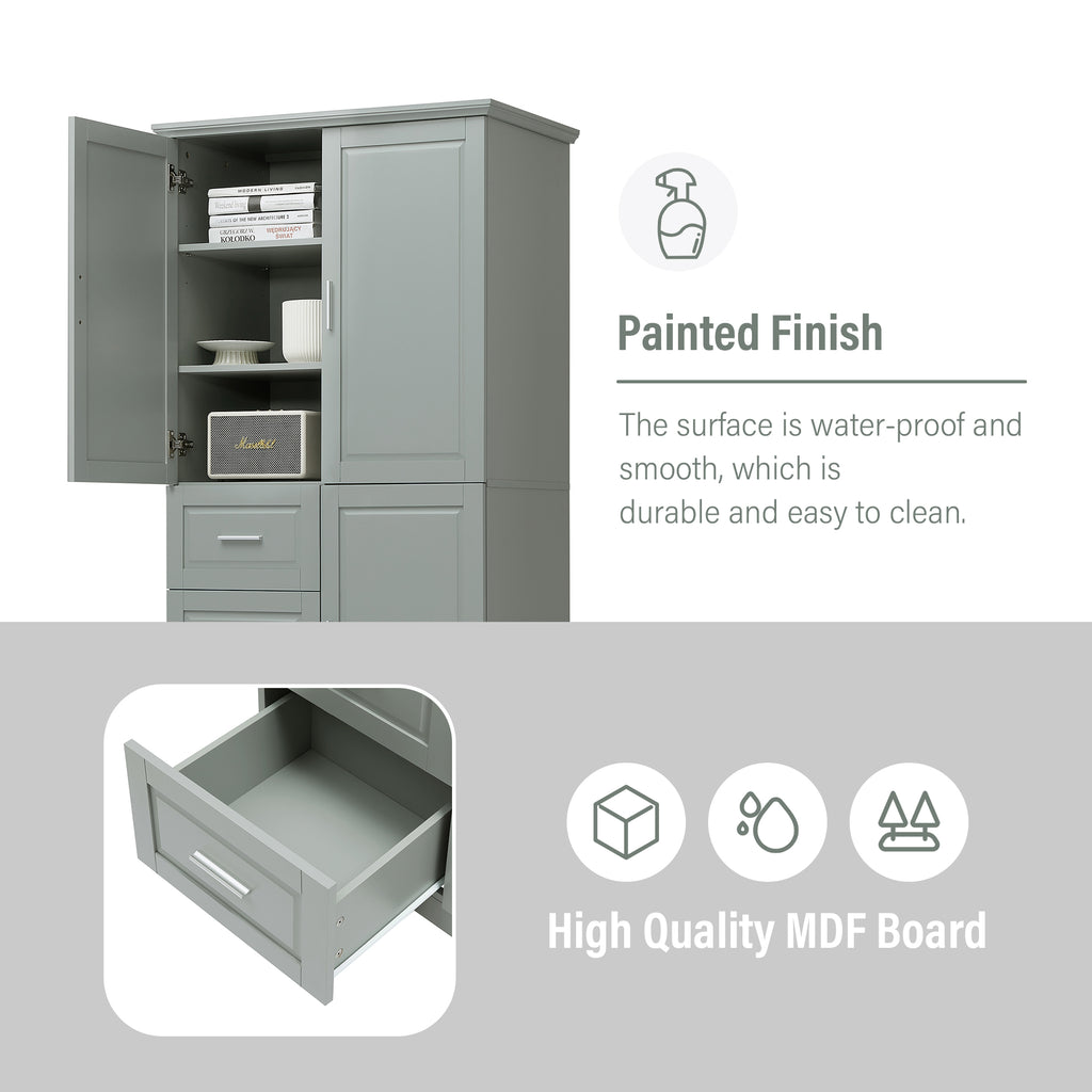 Tall and Wide Storage Cabinet with Doors for Bathroom/Office