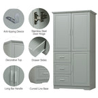 Tall and Wide Storage Cabinet with Doors for Bathroom/Office