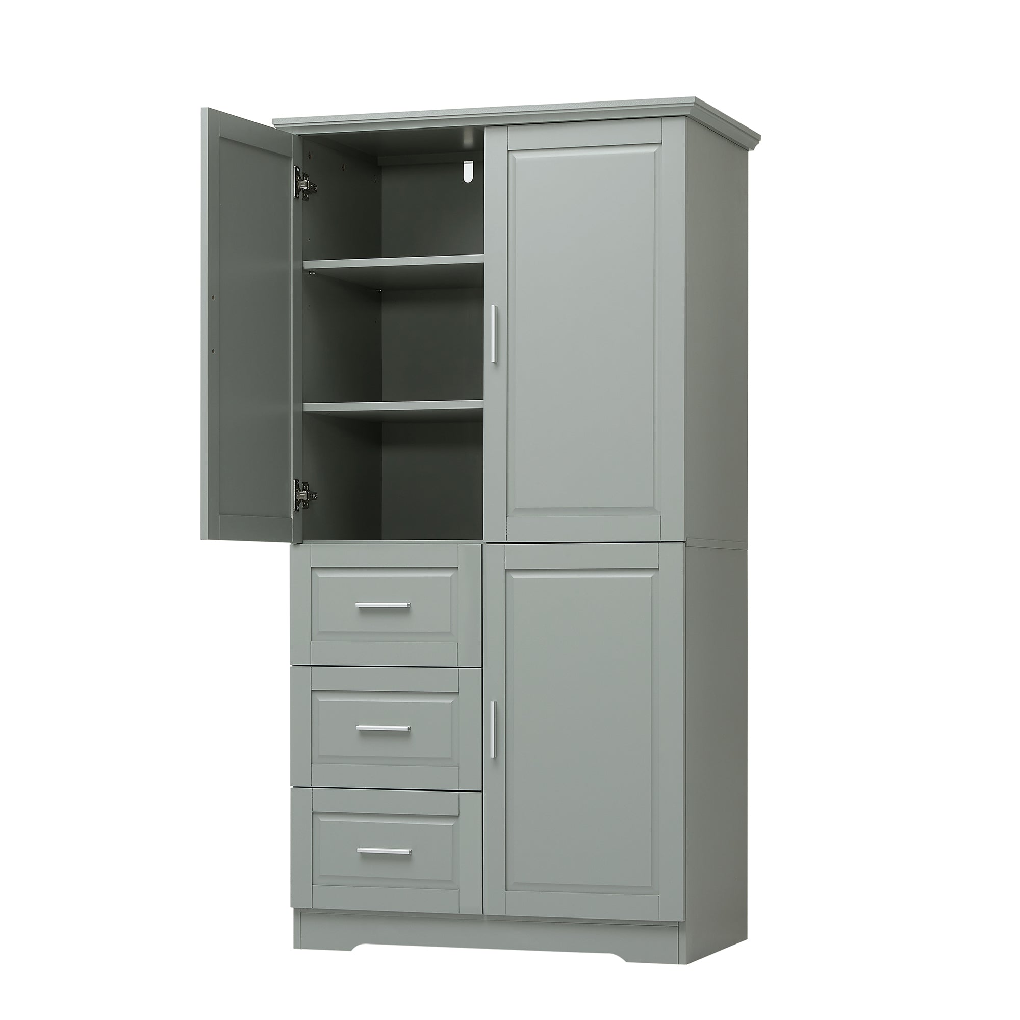Tall and Wide Storage Cabinet with Doors for Bathroom/Office