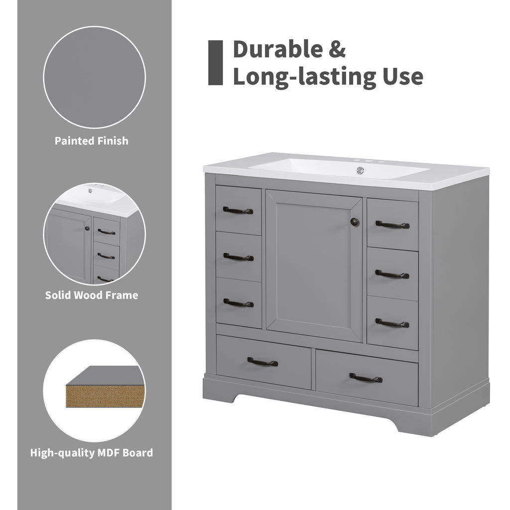 36" Bathroom Vanity without Sink, Cabinet Base Only