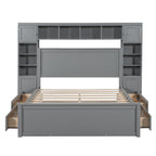 Queen Size Wooden Bed With All-in-One Cabinet, Shelf and Sockets