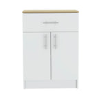 Pantry Organizer Cabinet 33" H, One Drawer, Two Interior Shelves, Two Doors, White/Light