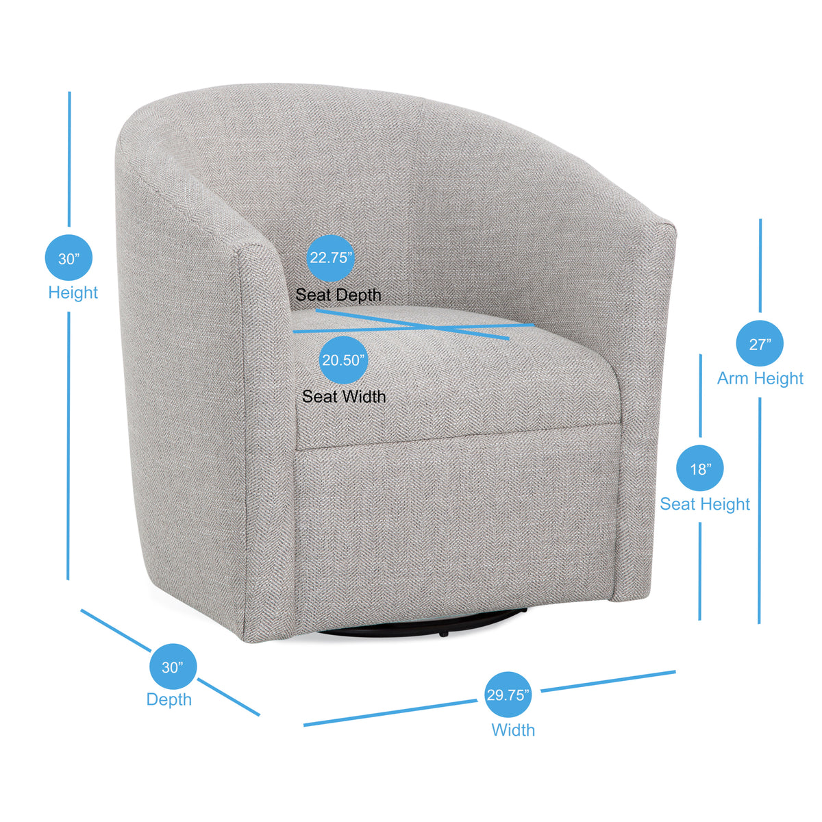 Lainey Sea Oat Swivel Barrel Chair
