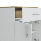 Pantry Organizer Cabinet 33" H, One Drawer, Two Interior Shelves, Two Doors, White/Light