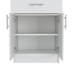 Pantry Organizer Cabinet 33" H, One Drawer, Two Interior Shelves, Two Doors, White/Light