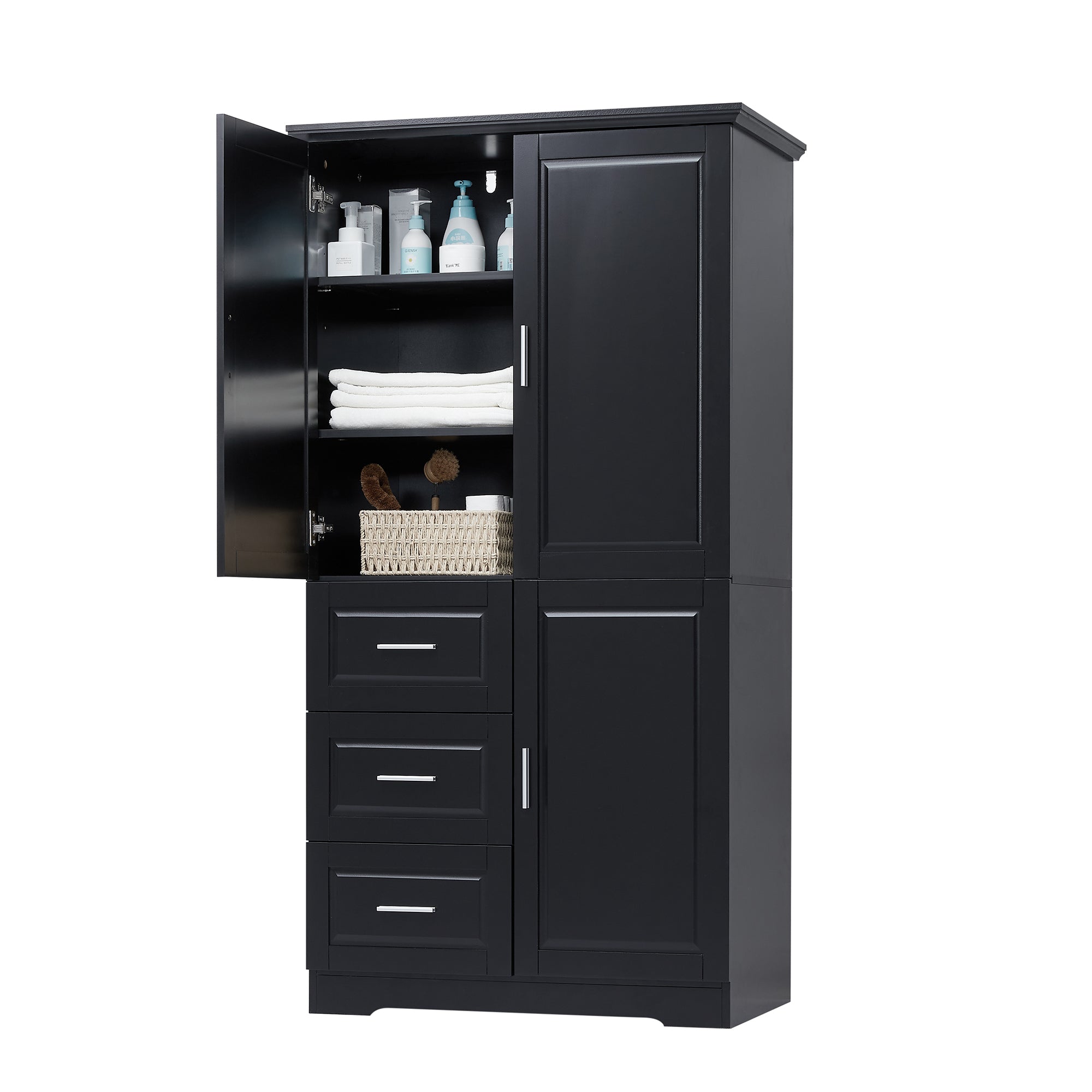 Tall and Wide Storage Cabinet with Doors for Bathroom/Office