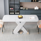 Modern Rectangle Dining Table, Stretchable