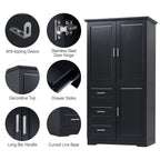 Tall and Wide Storage Cabinet with Doors for Bathroom/Office