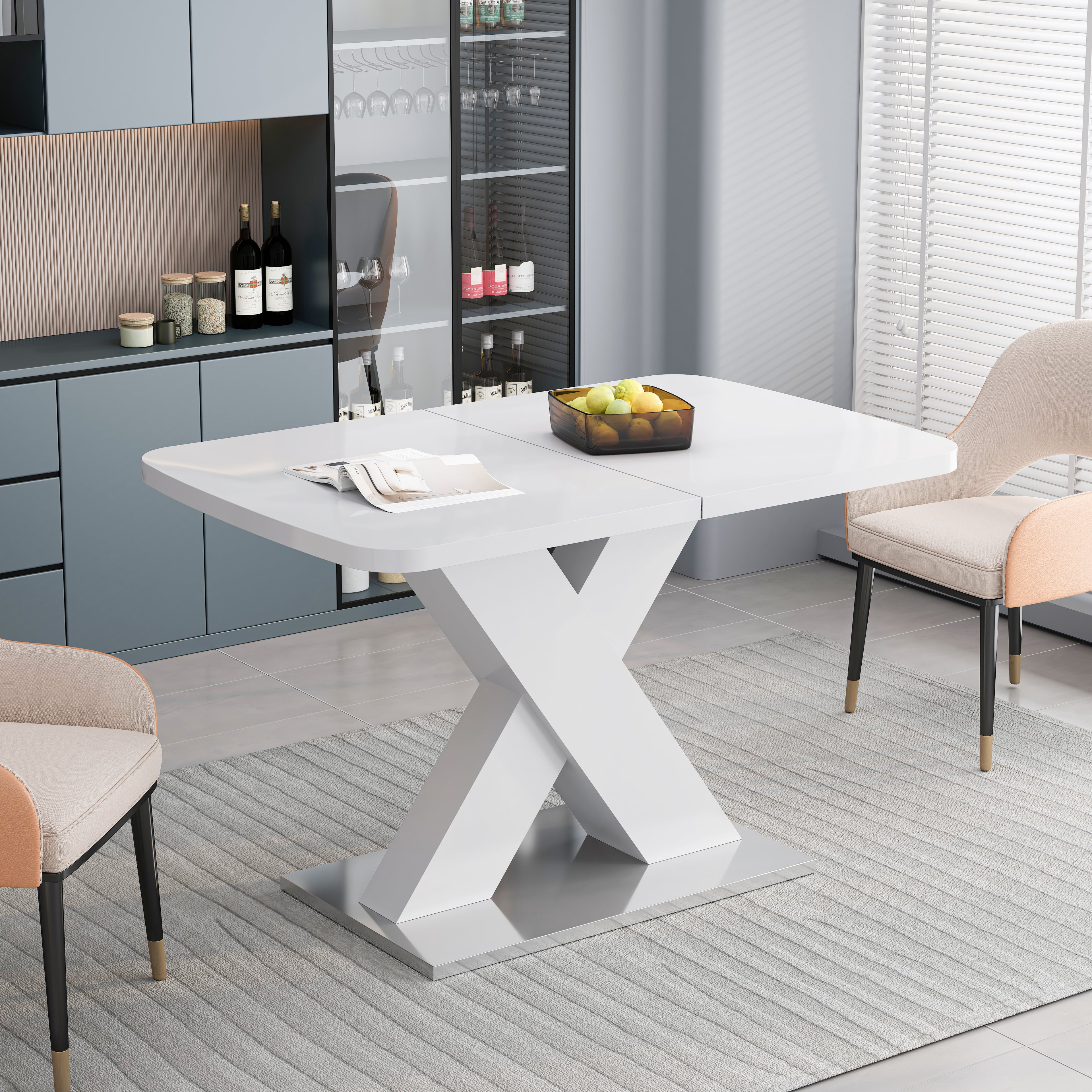 Modern Rectangle Dining Table, Stretchable
