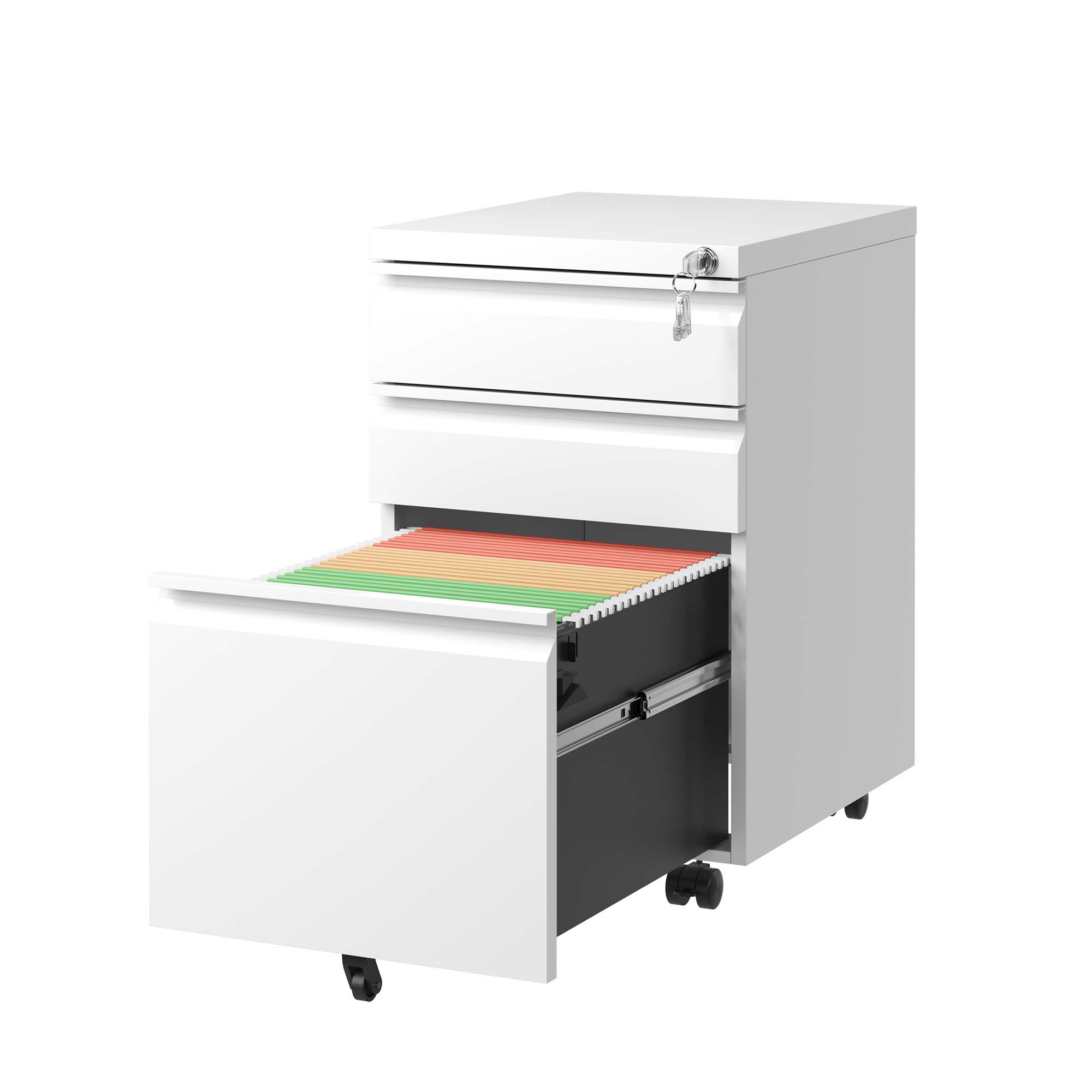 3 Drawer Mobile File Cabinet with Lock