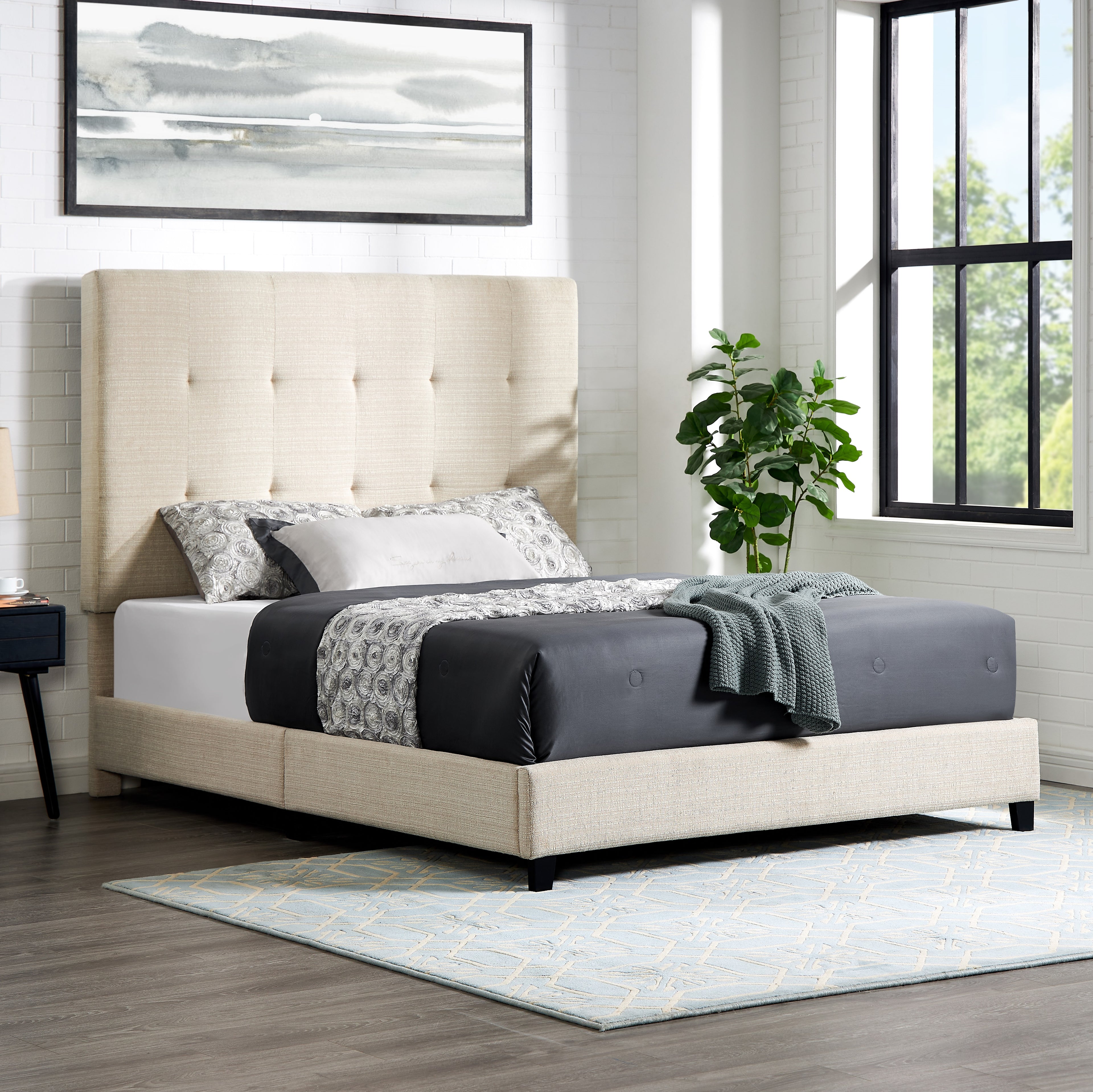 Queen Size Upholstered Panel Bed