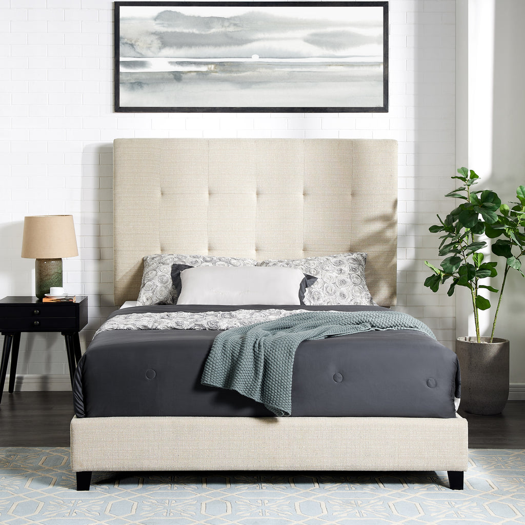 Queen Size Upholstered Panel Bed