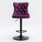 Swivel Velvet Barstools with Adjustable Seat Height