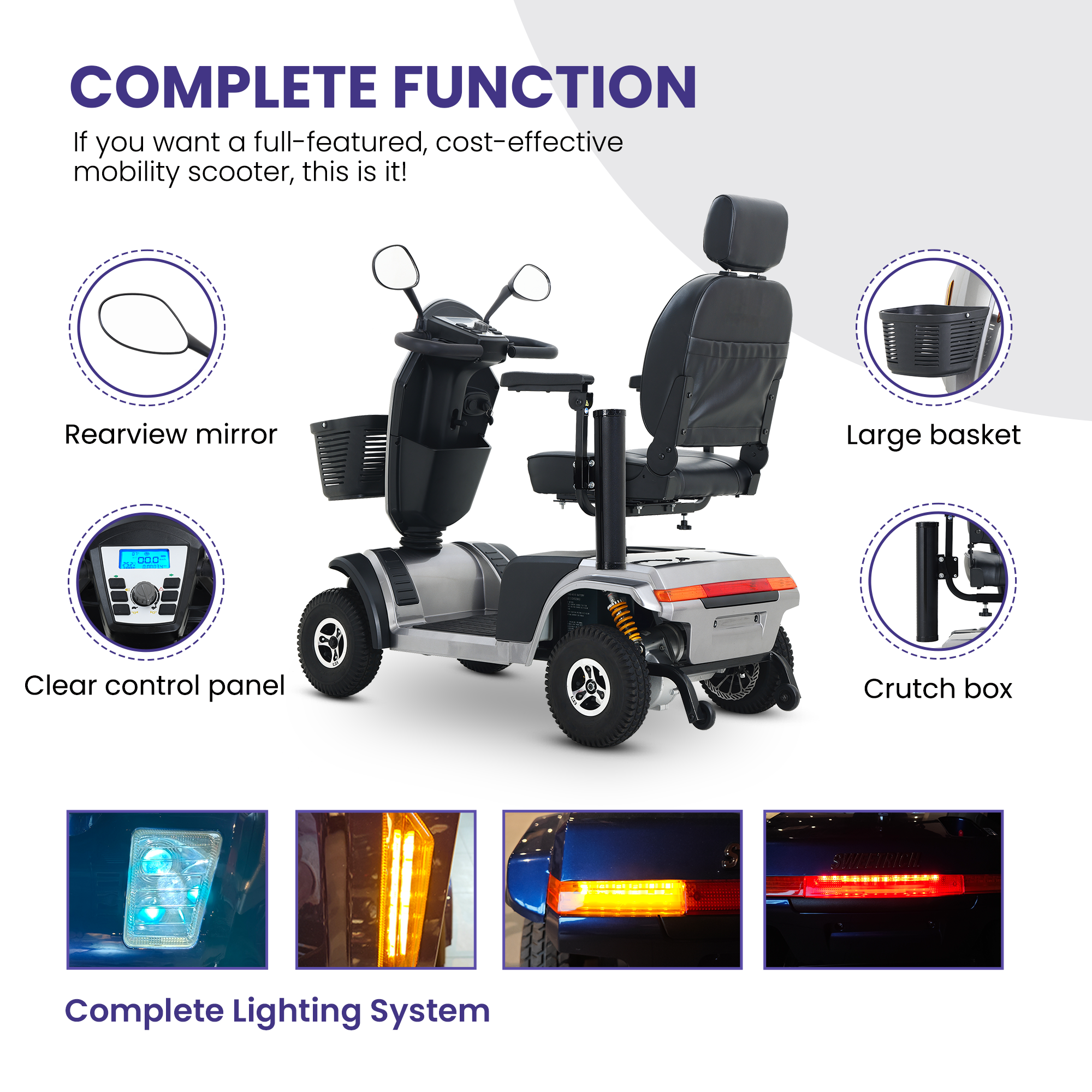 S500-Grey Heavy Duty Mobility Scooter
