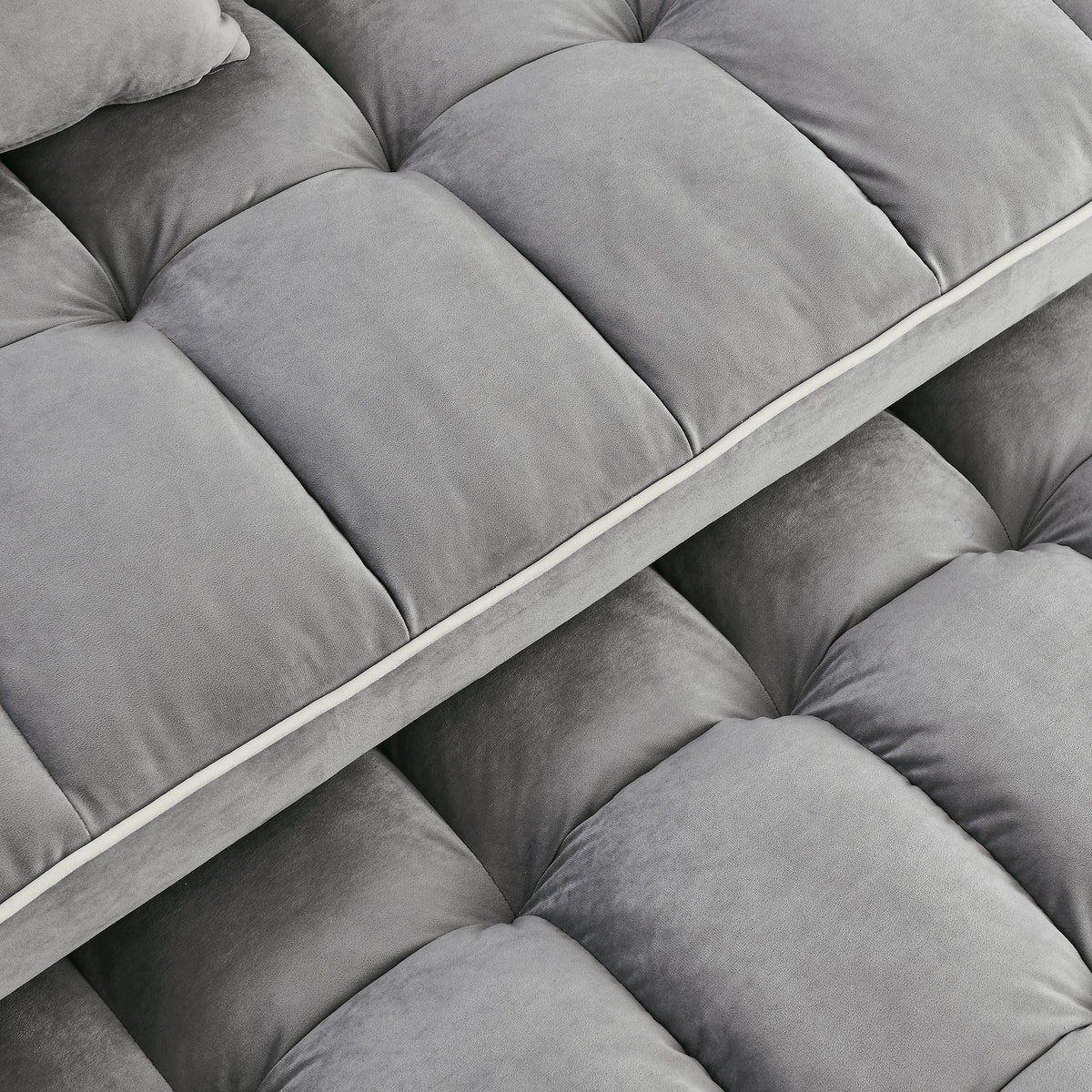 51-Inch Gray Velvet Sofa Bed, Adjustable Back, USB Port, Phone Stand
