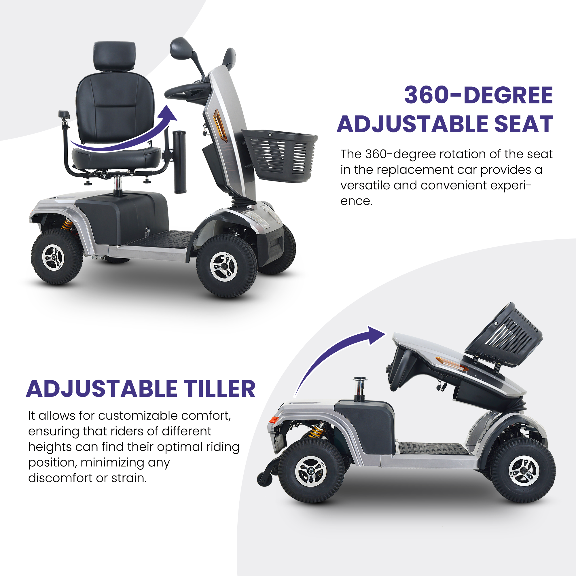 S500-Grey Heavy Duty Mobility Scooter