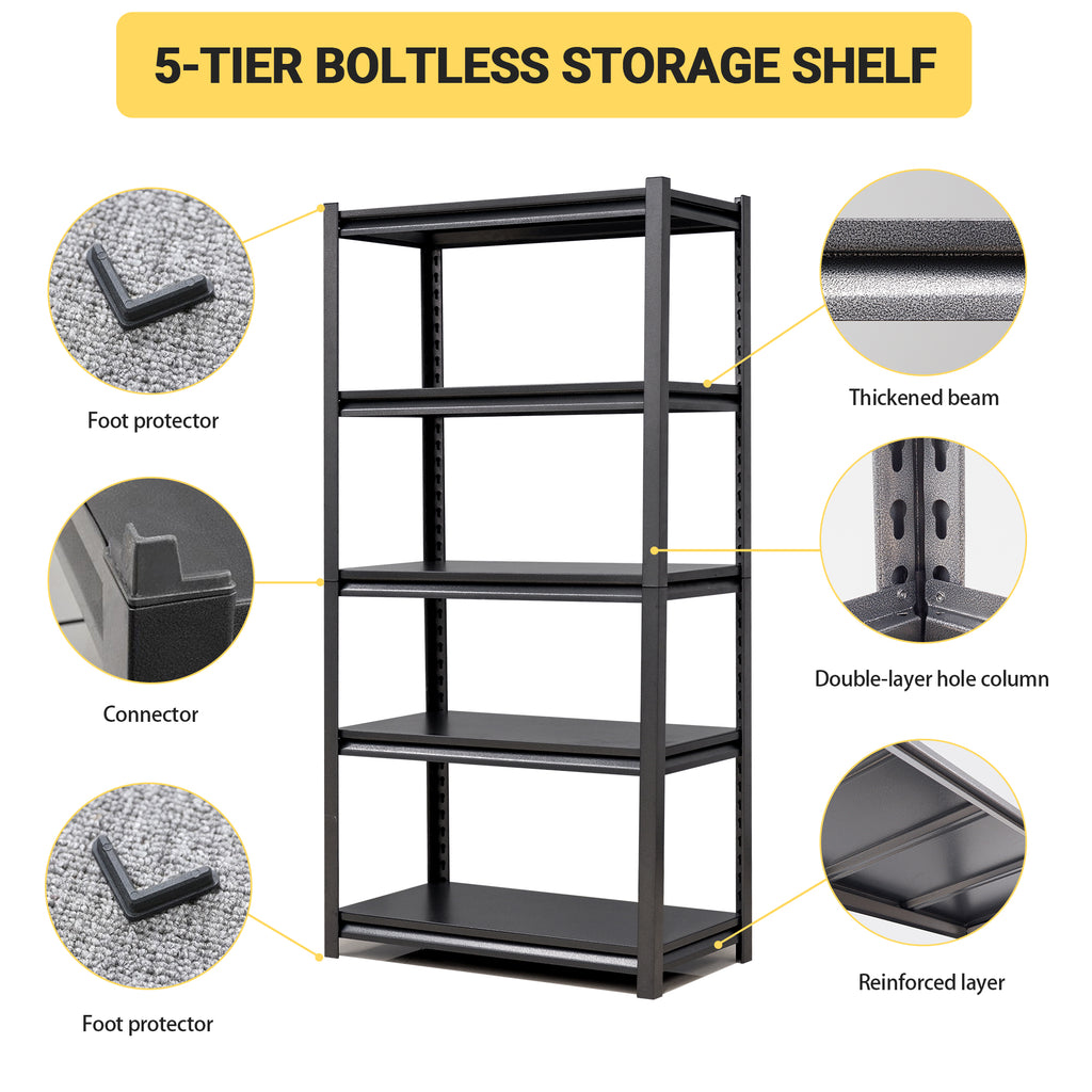72"H 5 Tier Heavy Duty Metal Shelves