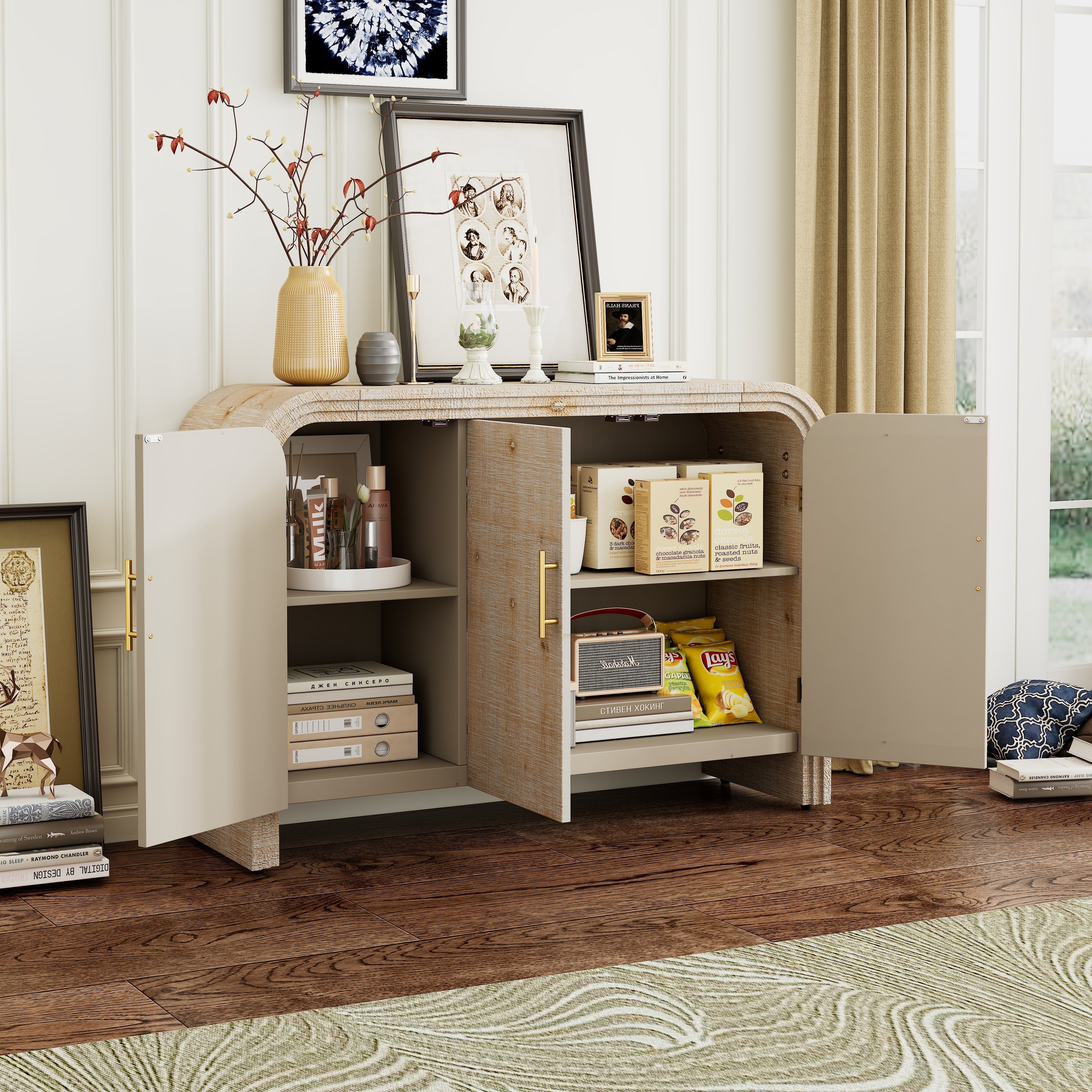 Rustic Curved Waterfall Sideboard