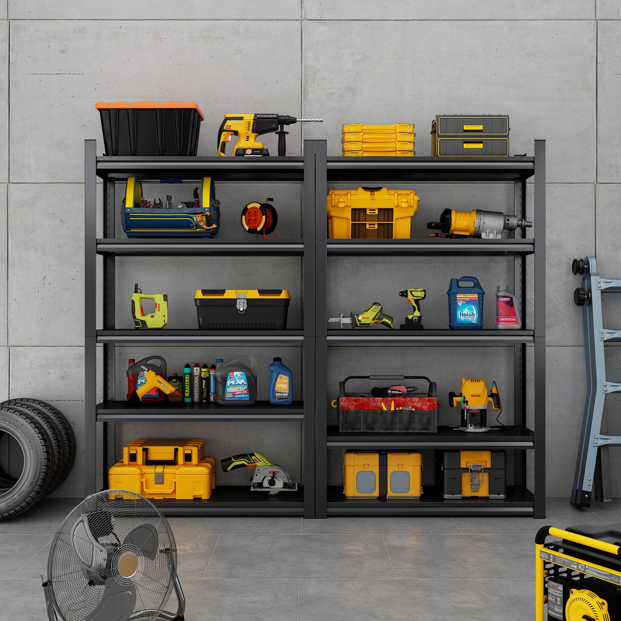 72"H 5 Tier Metal Shelves for Heavy Duty Storage