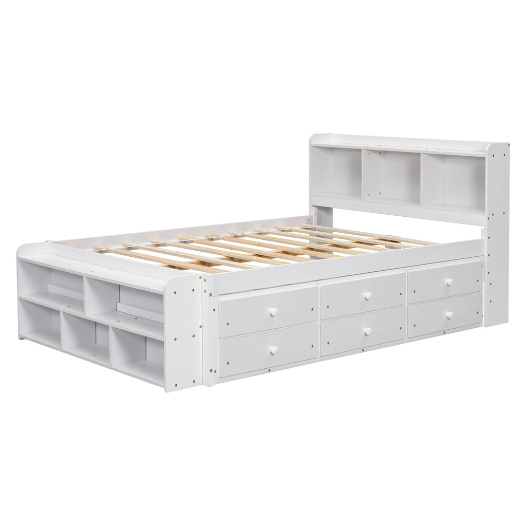 Full Bed with Bookcase Headboard and Storage Solutions