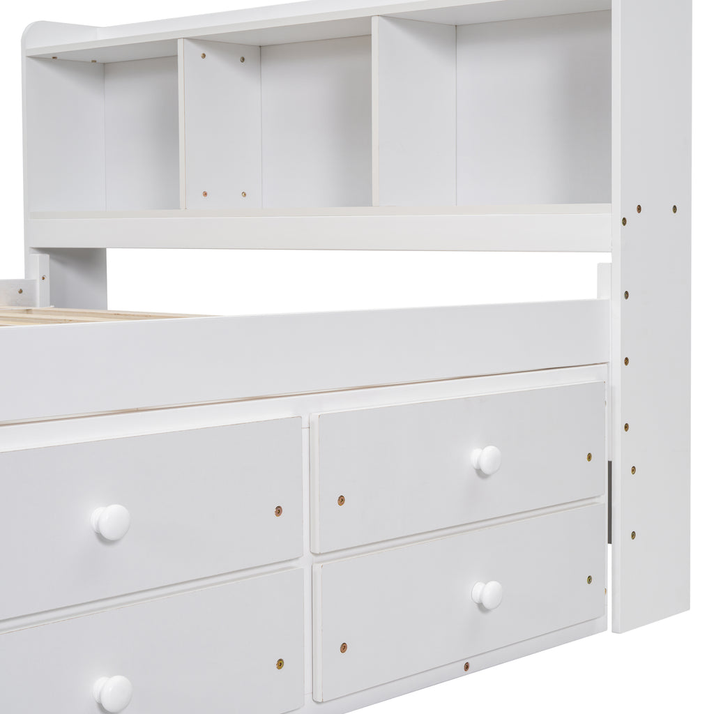 Full Bed with Bookcase Headboard and Storage Solutions