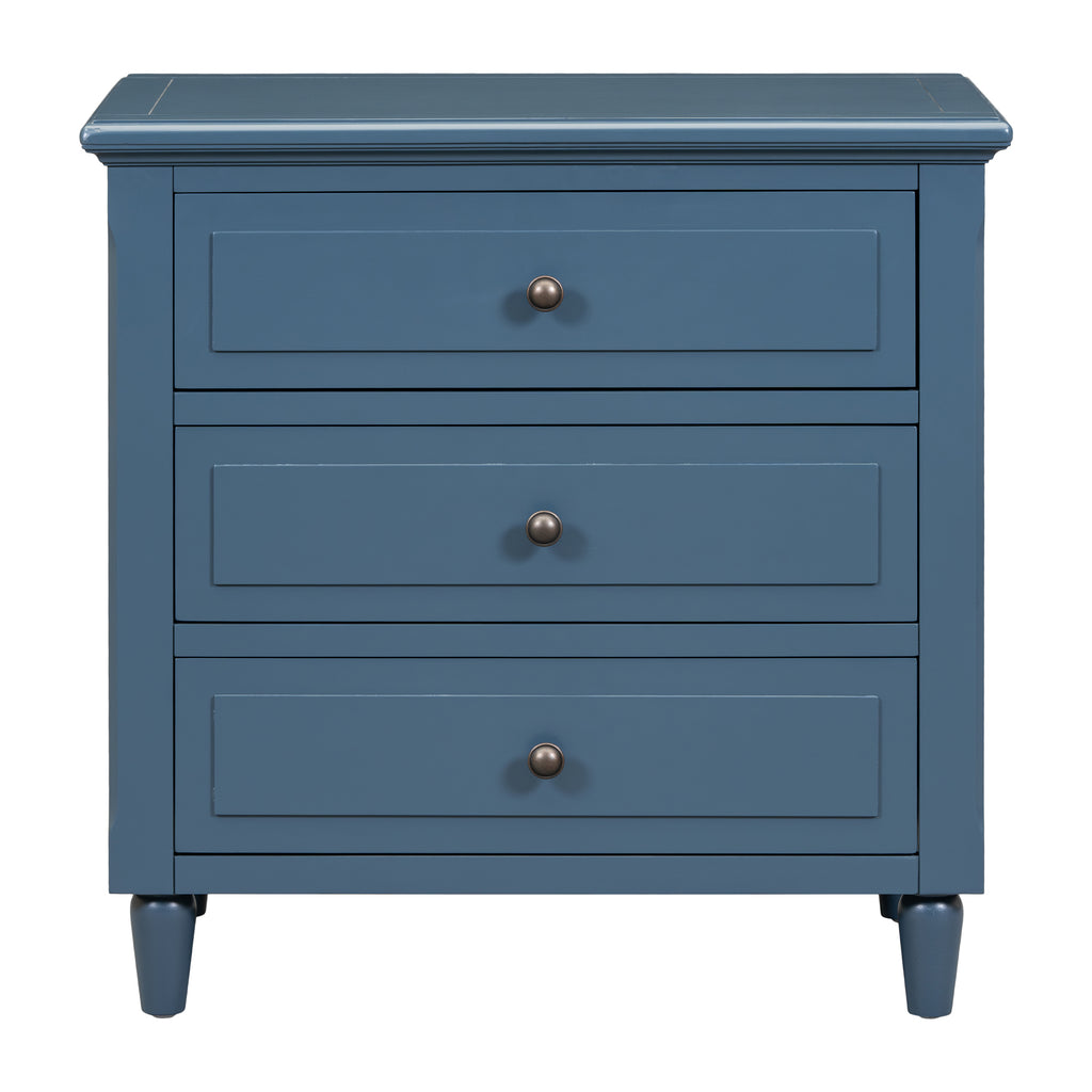 U_STYLE 28'' Pine Wood Nightstand with 3 Drawers