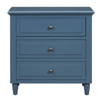 U_STYLE 28'' Pine Wood Nightstand with 3 Drawers