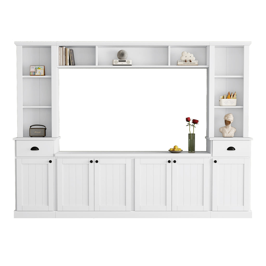Minimalist Entertainment Wall Unit Set with Bridge for TVs Up to 75''