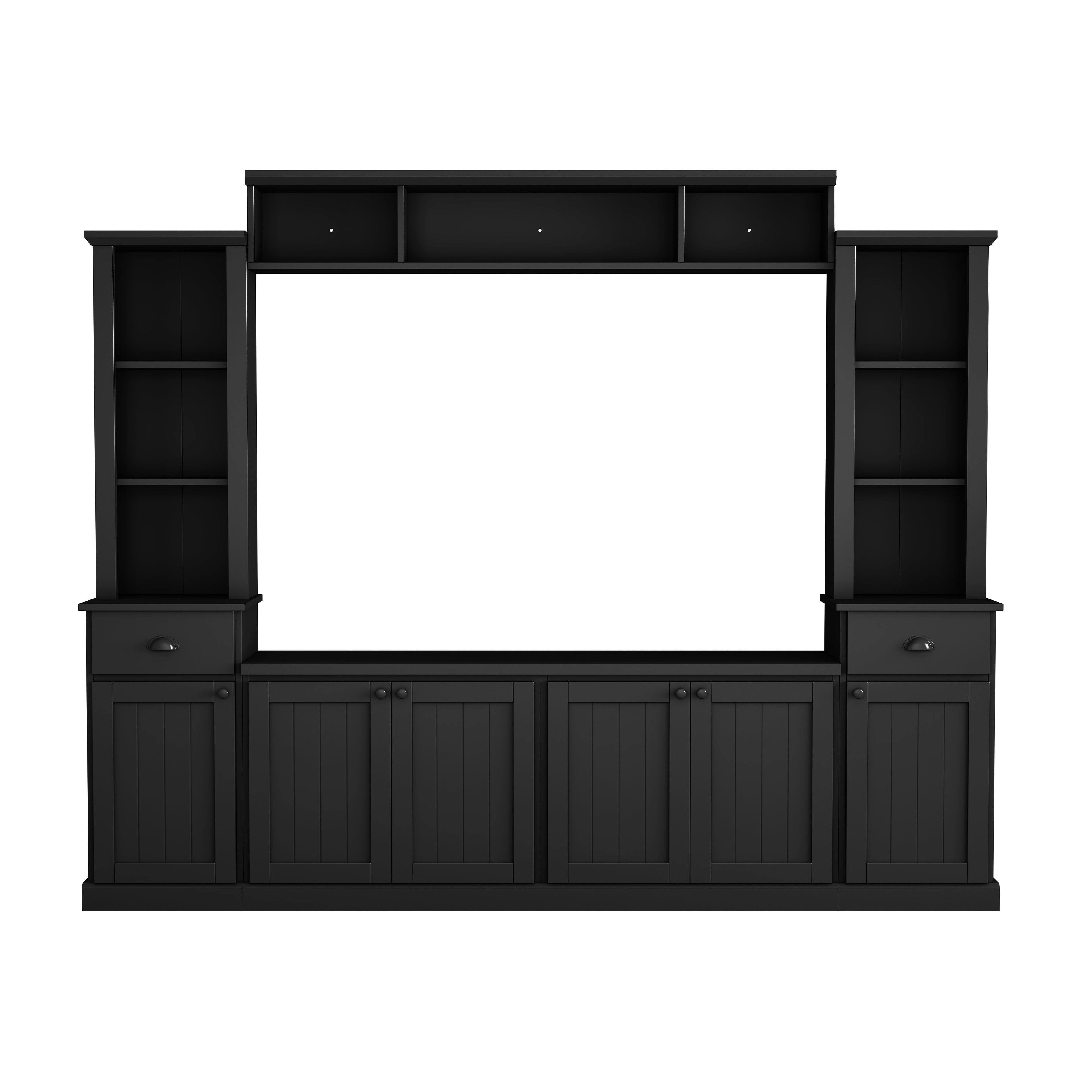 Minimalist Entertainment Wall Unit Set with Bridge