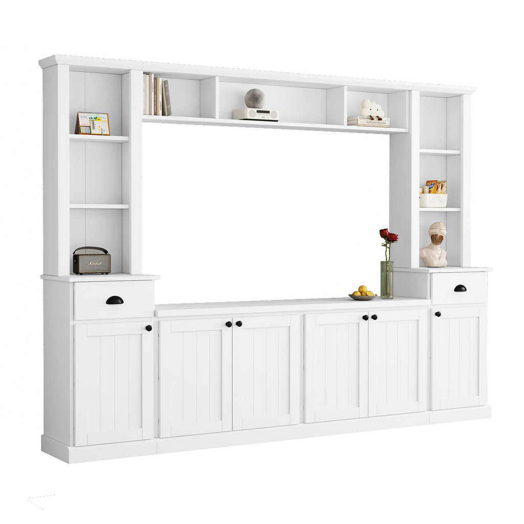Minimalist Entertainment Wall Unit Set with Bridge for TVs Up to 75''