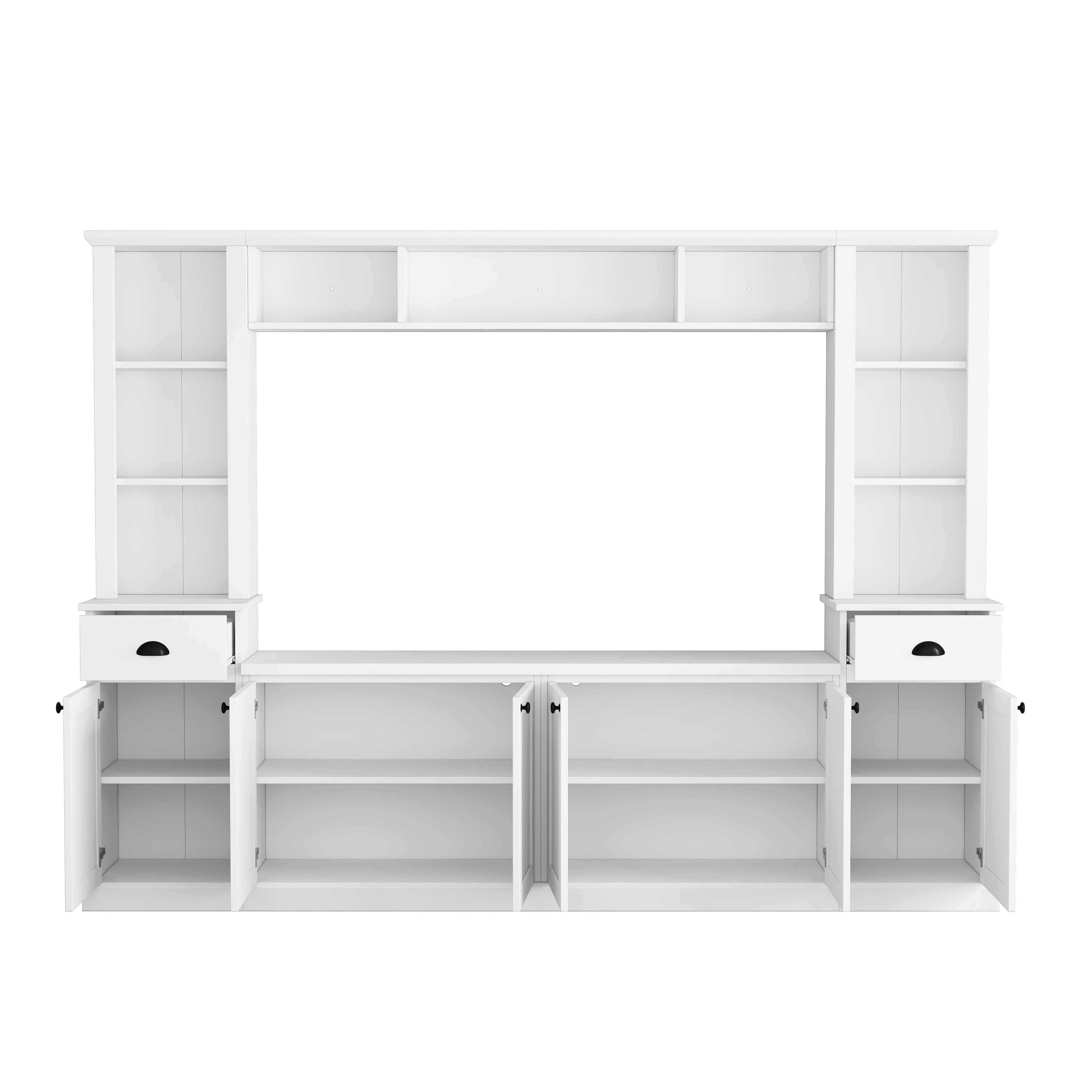 Minimalist Entertainment Wall Unit Set with Bridge for TVs Up to 75''