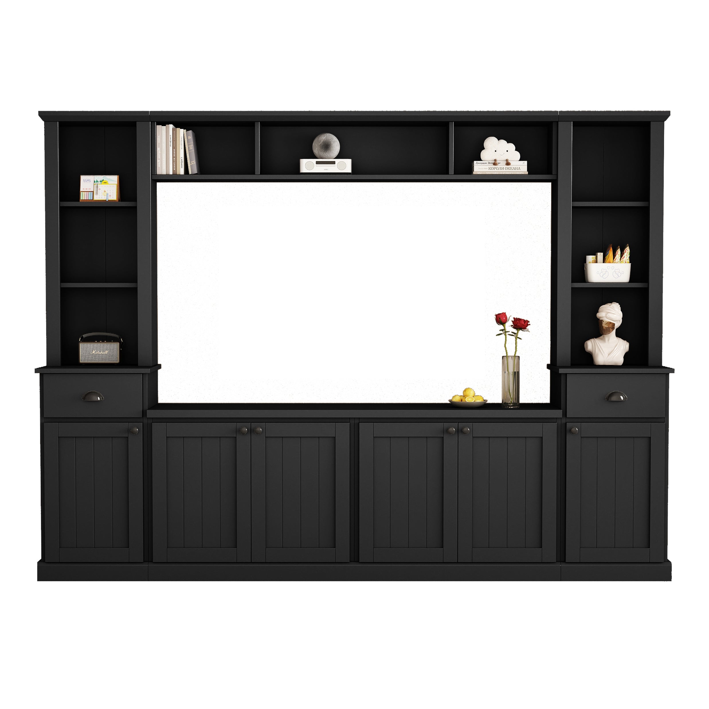 Minimalist Entertainment Wall Unit Set with Bridge