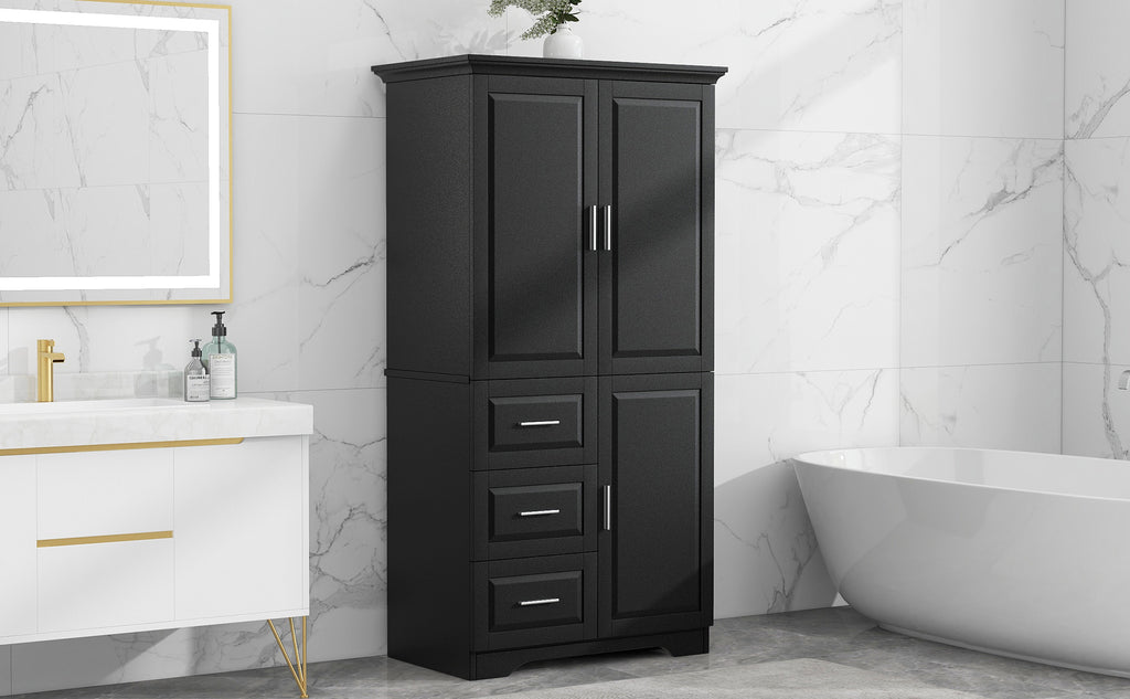 Tall and Wide Storage Cabinet with Doors for Bathroom/Office