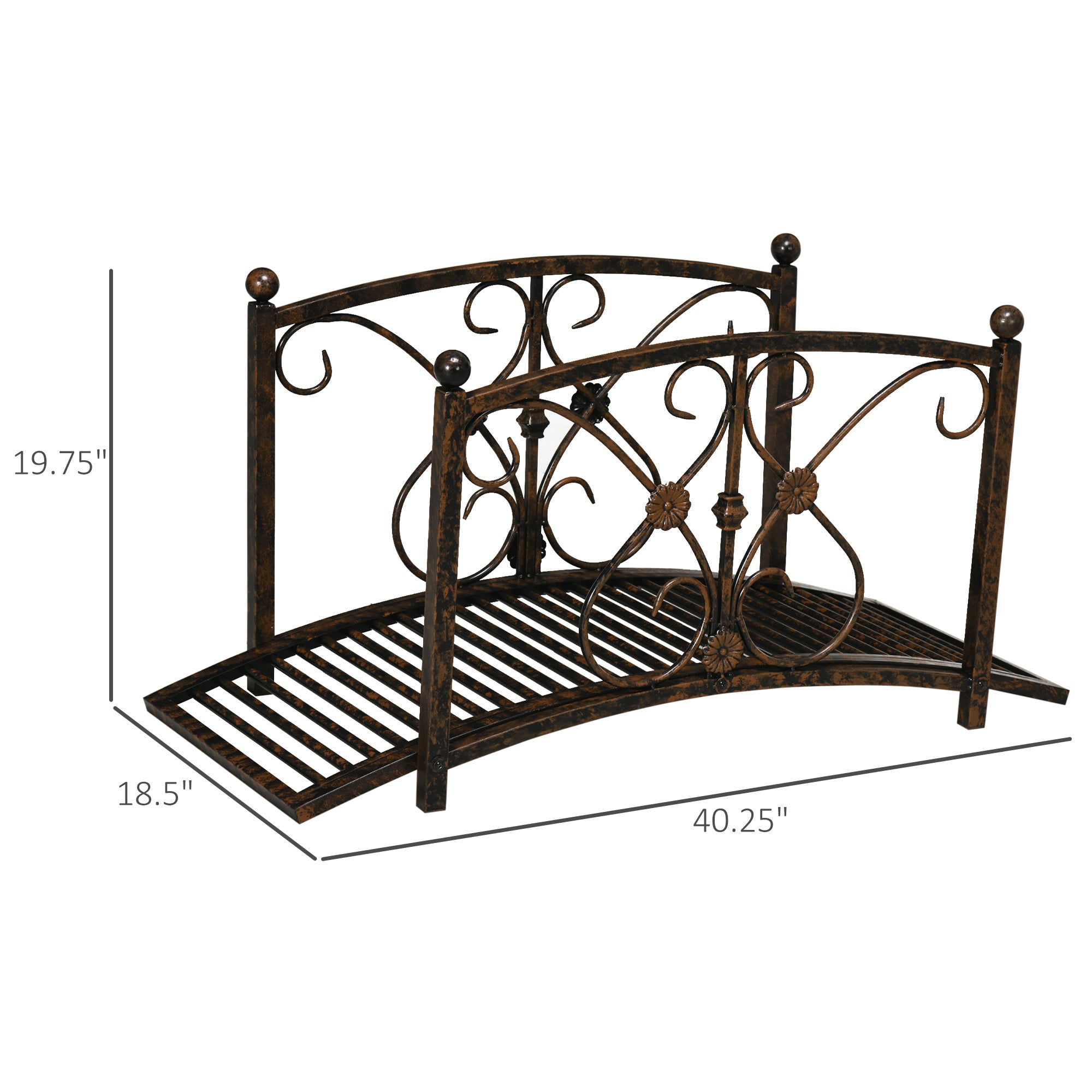 Outsunny 3.3FT Metal Arch Zen Garden Bridge