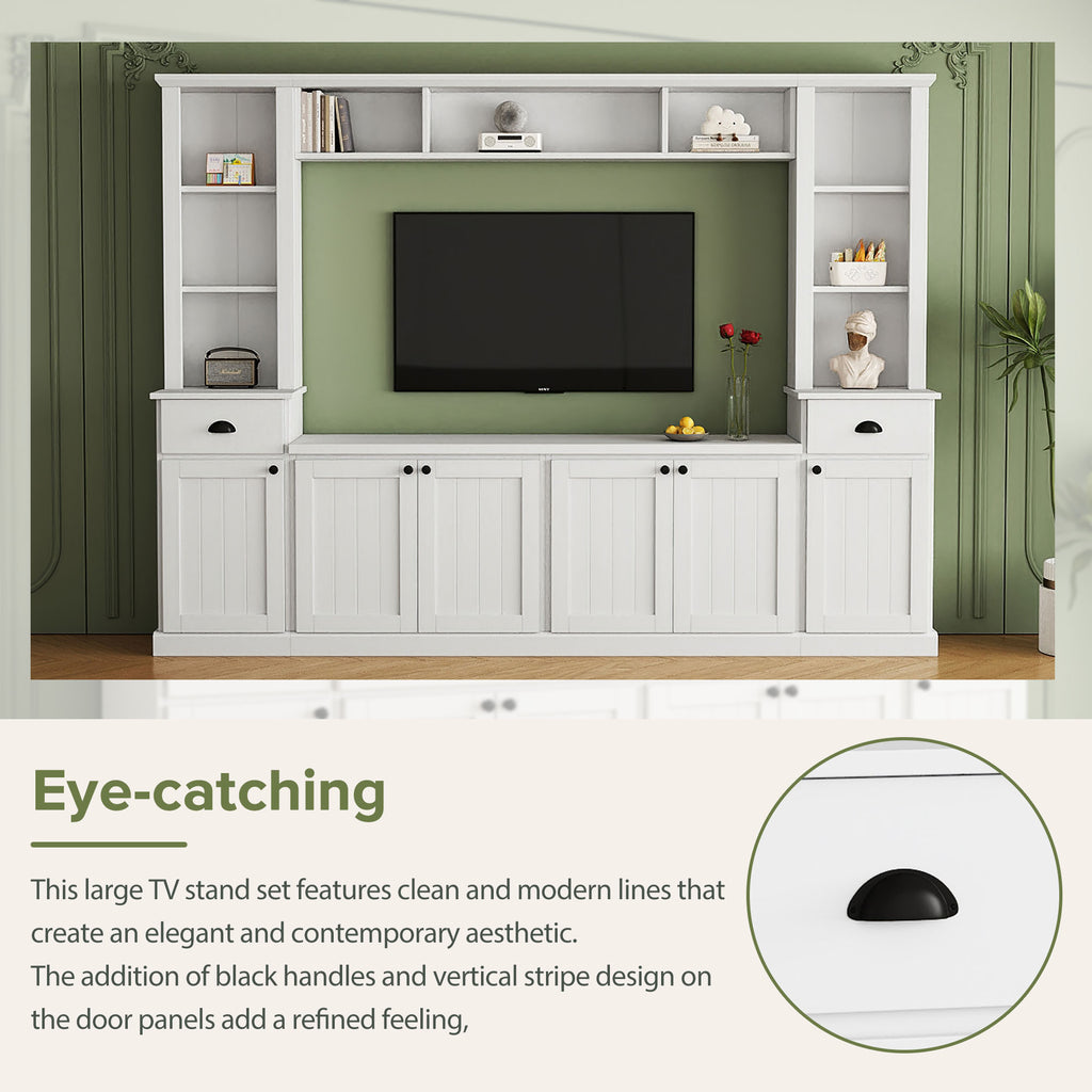 Minimalist Entertainment Wall Unit Set with Bridge for TVs Up to 75''