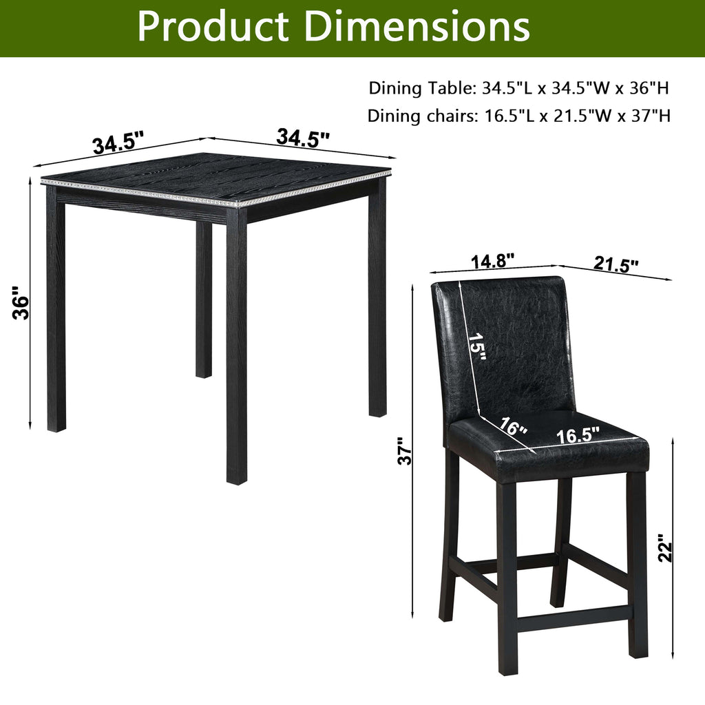 5 Piece Counter Height Dining Table Set