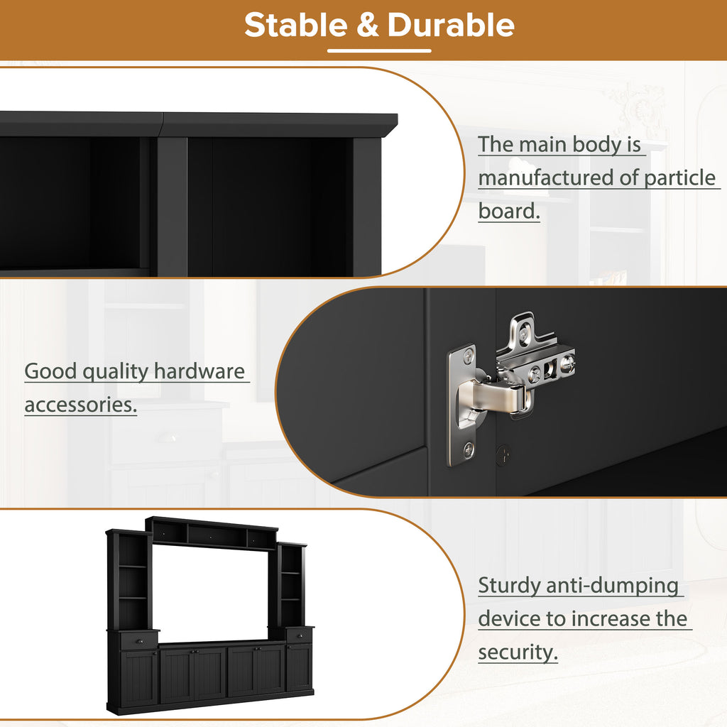 Minimalist Entertainment Wall Unit Set with Bridge