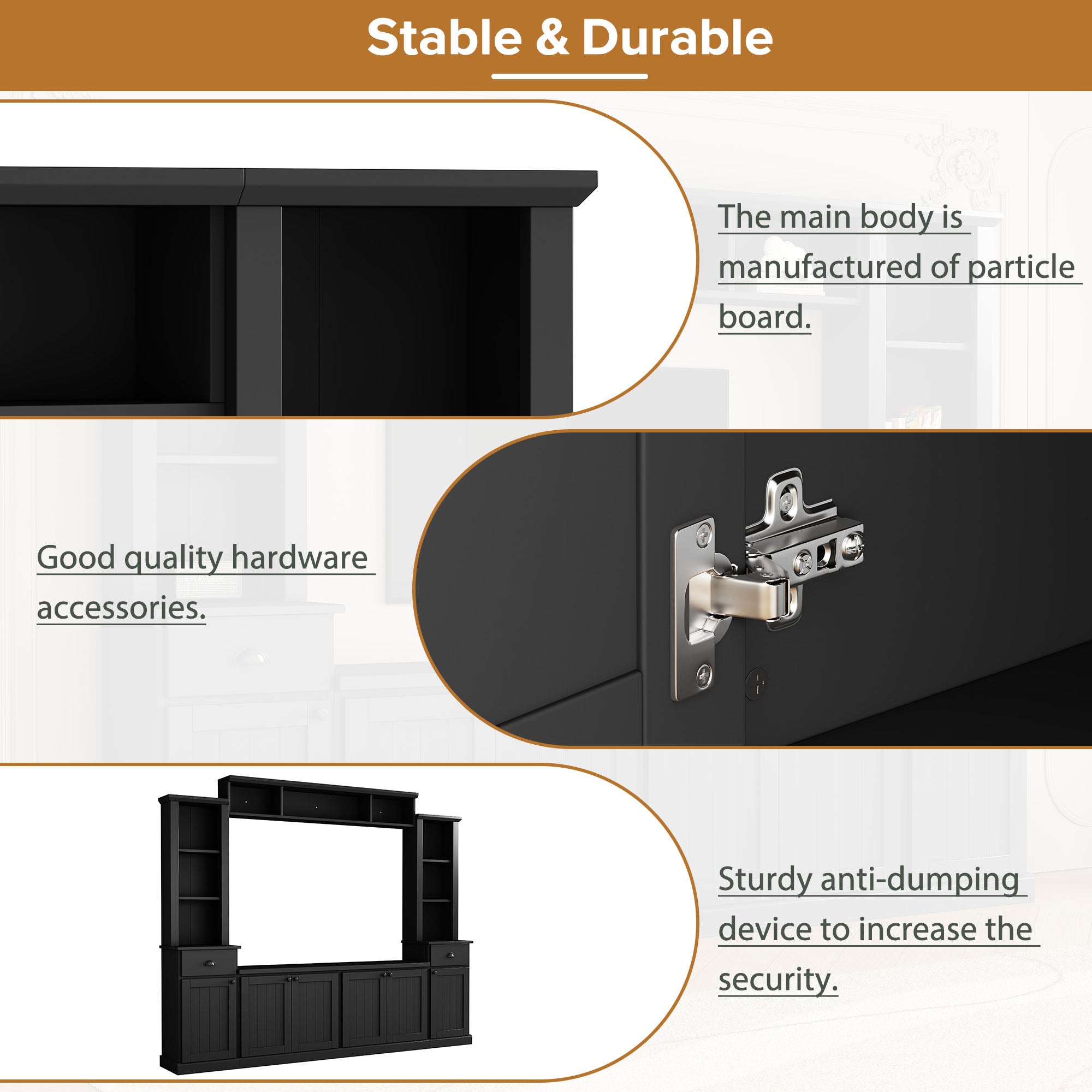 Minimalist Entertainment Wall Unit Set with Bridge