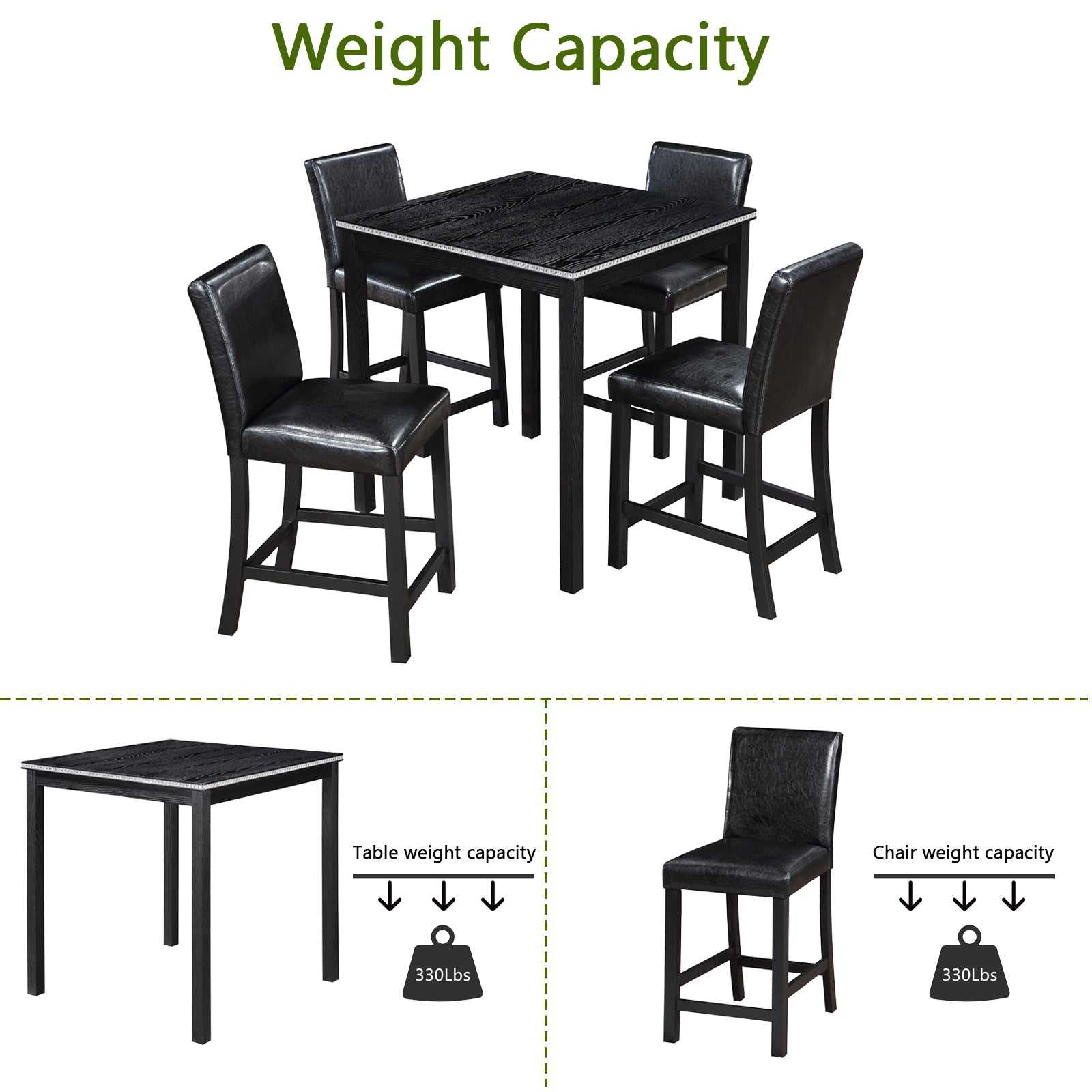 5 Piece Counter Height Dining Table Set