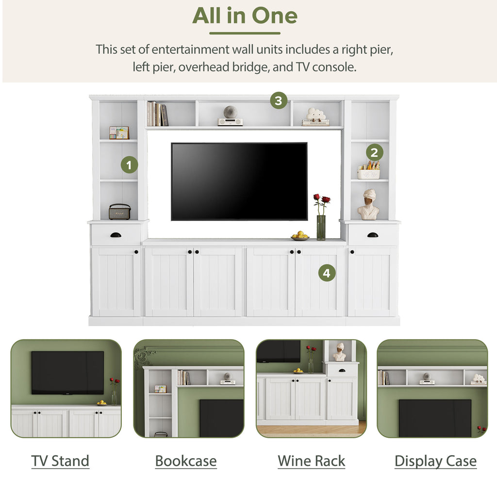 Minimalist Entertainment Wall Unit Set with Bridge for TVs Up to 75''
