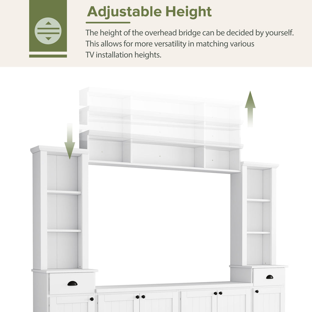 Minimalist Entertainment Wall Unit Set with Bridge for TVs Up to 75''