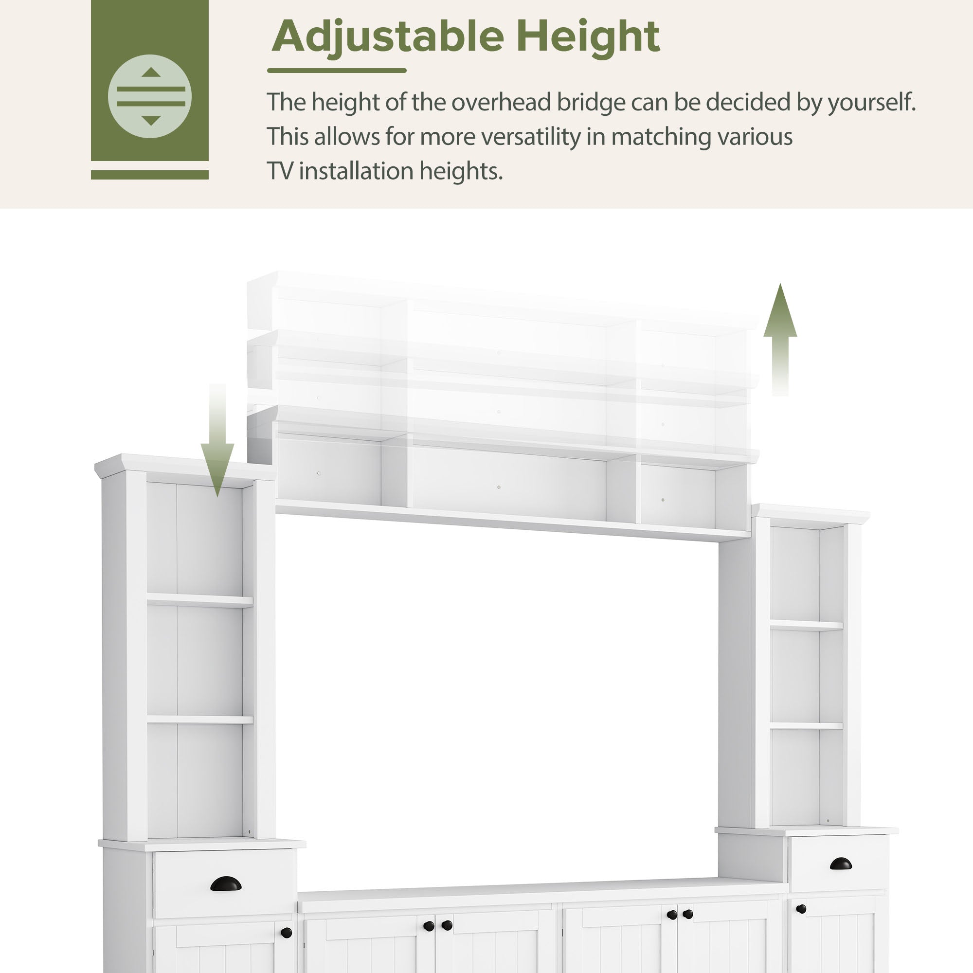 Minimalist Entertainment Wall Unit Set with Bridge for TVs Up to 75''