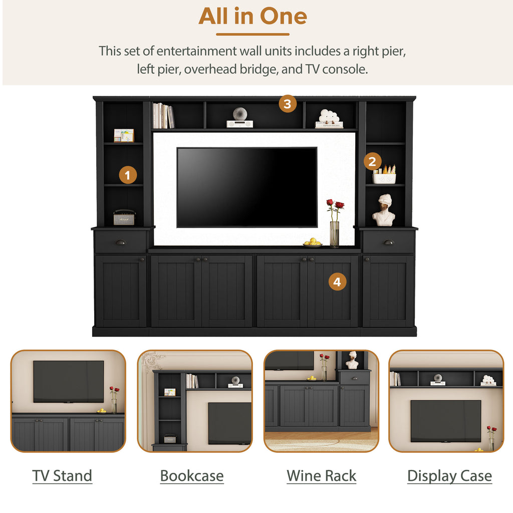Minimalist Entertainment Wall Unit Set with Bridge