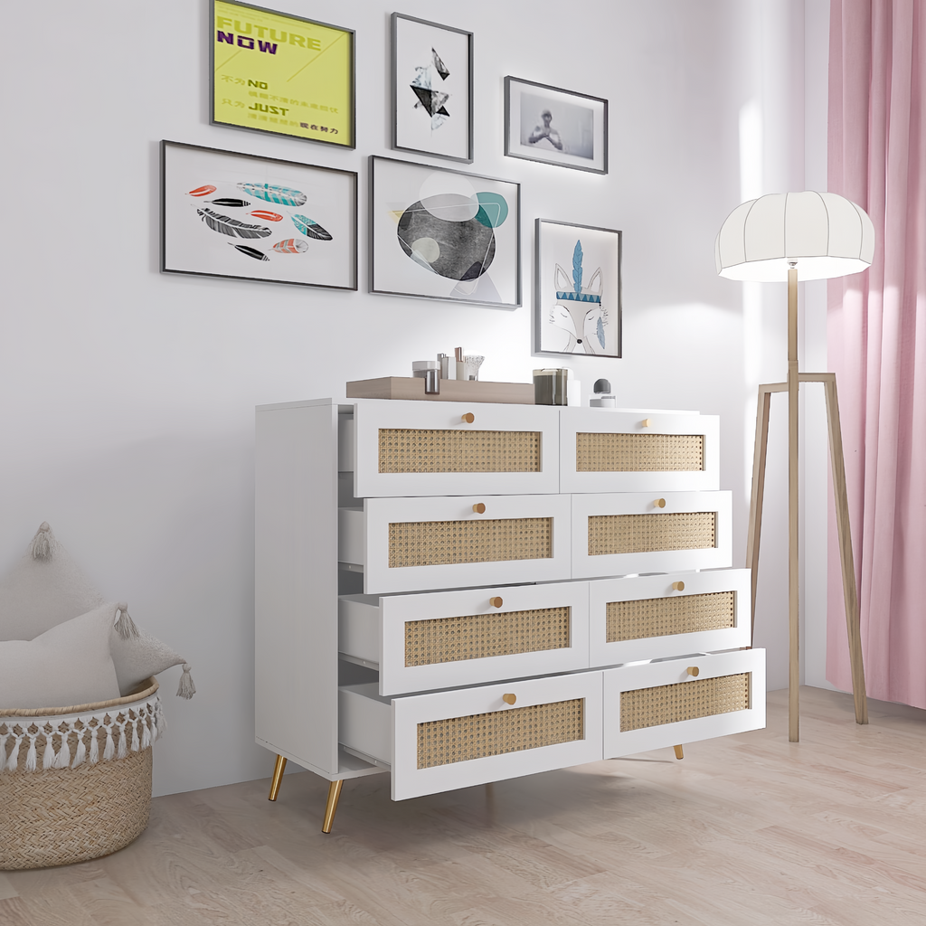 White Color 8 Drawers Chest of Drawers