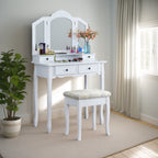 Sanlo Wooden Vanity Makeup Table and Stool Set