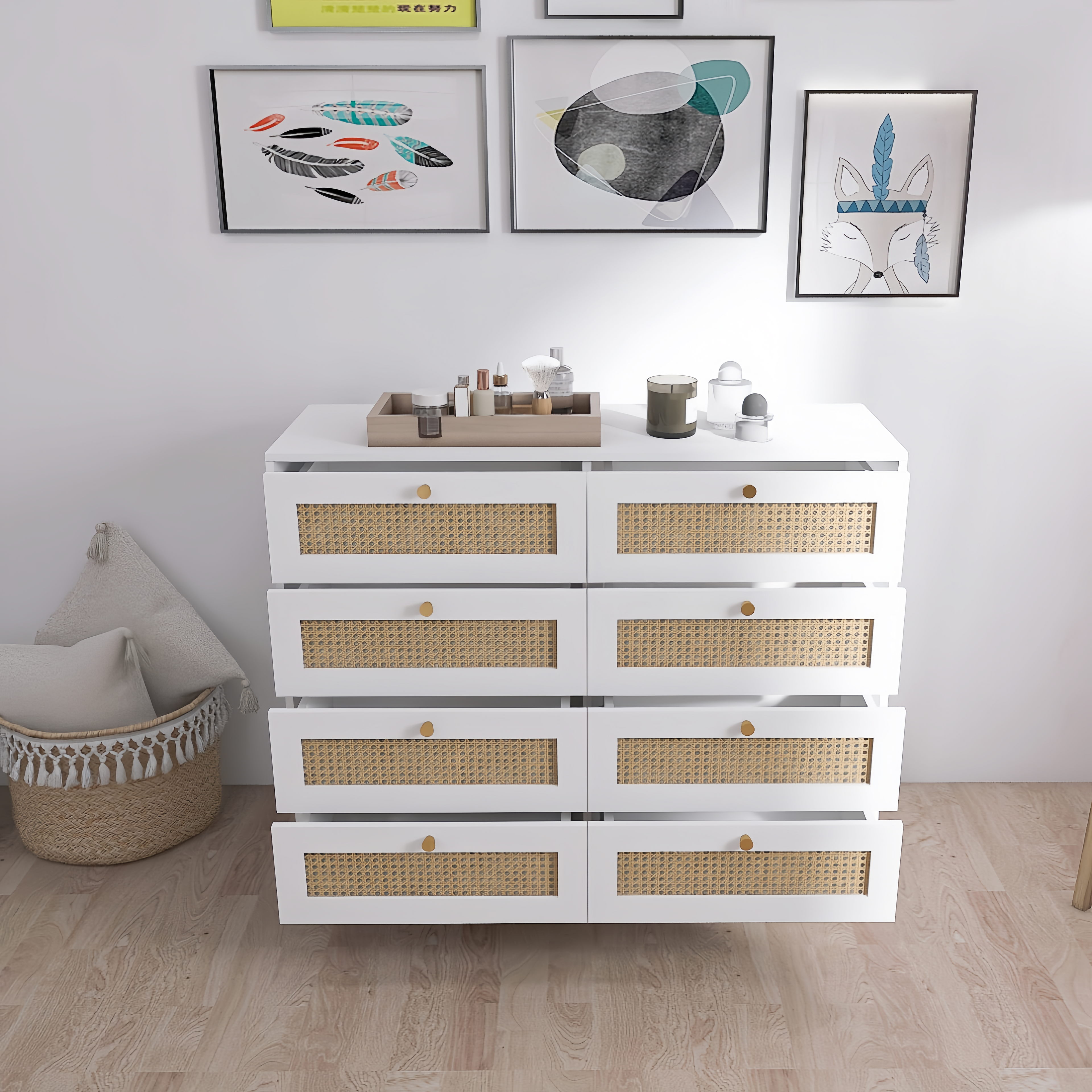 White Color 8 Drawers Chest of Drawers