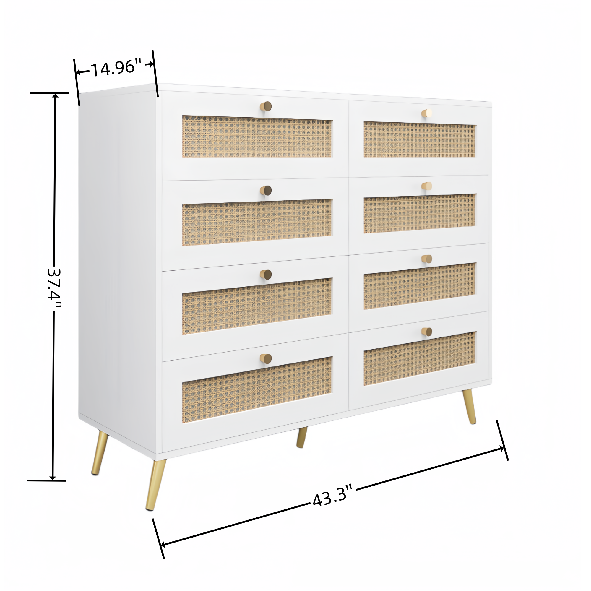 White Color 8 Drawers Chest of Drawers