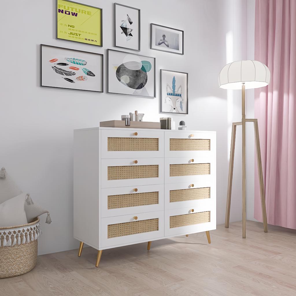 White Color 8 Drawers Chest of Drawers