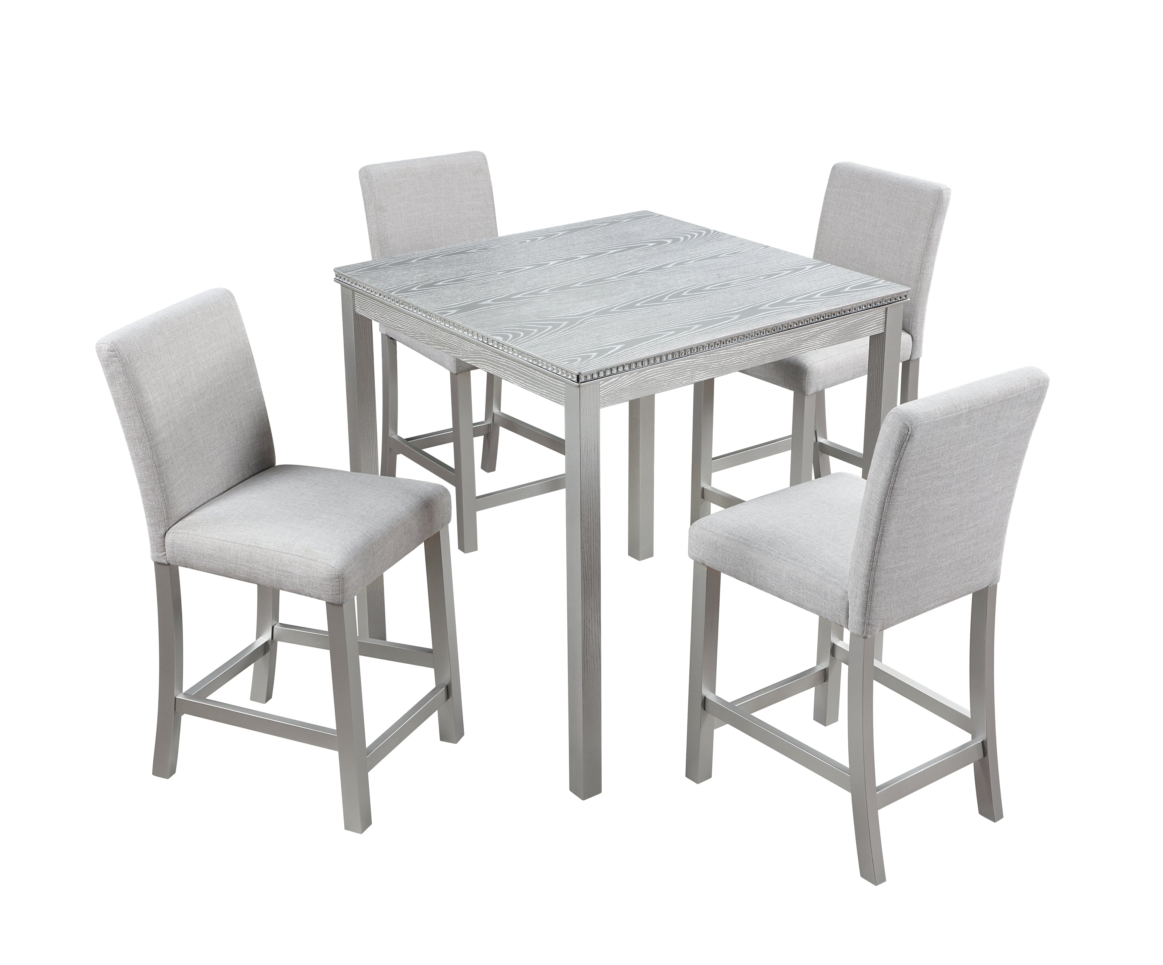 5 Piece Counter Height Table Set with Upholstered Chairs