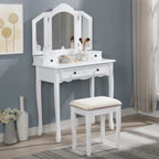 Sanlo Wooden Vanity Makeup Table and Stool Set